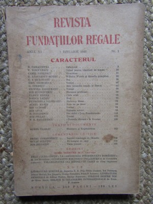 Revista Fundatiilor Regale Anul XI 1 IANUARIE 1944 Nr. 1 foto