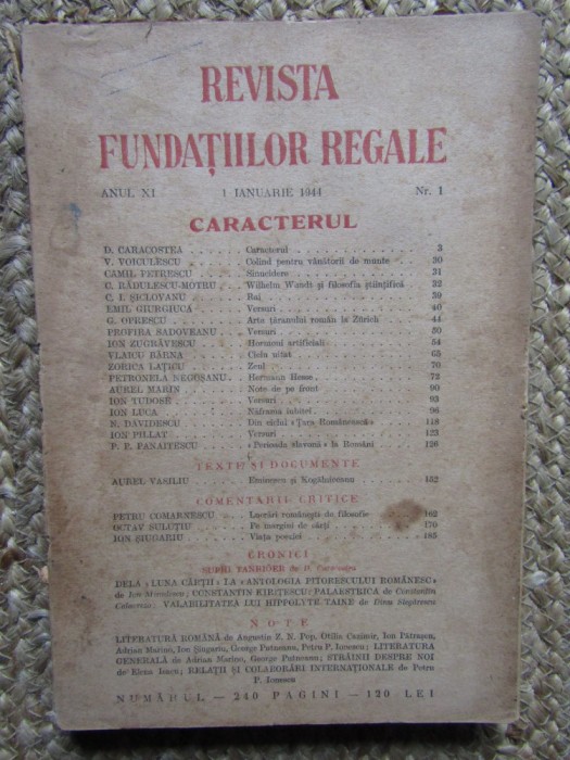 Revista Fundatiilor Regale Anul XI 1 IANUARIE 1944 Nr. 1