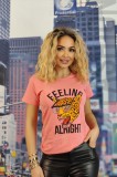 U829-5 Tricou casual cu imprimeu text &quot;felling alright&quot;, L, L/XL, M