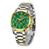 Ceas dama Lige Quartz Analog Argintiu Verde Casual Afisare data