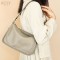 Geanta din piele naturala pentru dama, BUSY LDY&amp;GTM&reg; Emma, curea umar motiv traditional, Gri/bej