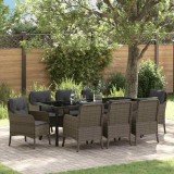 Cumpara ieftin Set de masă pentru grădină cu pernă 9 pcs Gri Rattan poli