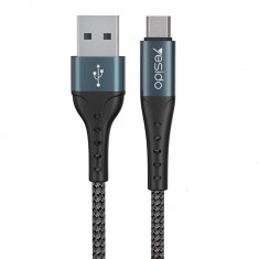 Yesido - Cablu de date (CA-62) - USB la Micro USB, 2.4A, 1.2m - Negru
