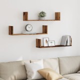 VidaXL Rafturi perete, 3 buc., lemn vechi, 80x18x18 cm, lemn prelucrat