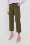 Spanx pantaloni femei, culoarea verde, drept, high waist