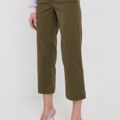 Spanx pantaloni femei, culoarea verde, drept, high waist