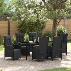 vidaXL Set de masă pentru grădină cu pernă 7 pcs Negru Rattan poli 3380124