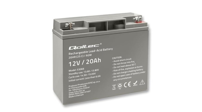 Baterie Qoltec AGM | 12V | 20Ah | max. 300A
