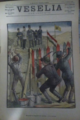 Ziarul Veselia : DESPĂRȚIREA UNGARIEI DE AUSTRIA - gravură, 1905 foto
