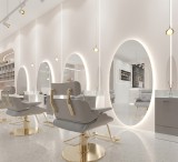 Consolă de coafură, frizerie și cosmetică cu oglindă LED rotundă, PRO, 180x90
