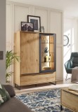 Comoda inalta Alan, iluminare LED, fronturi furniruite, 124 cm latime