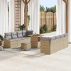 VidaXL Set de canapele pentru grădină cu pernă 11 pcs Bej Rattan poli 3362627