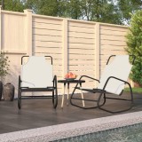 Set 2 Șezlonguri Balansoare Crem vidaXL, Oțel &amp; Textilenă, 89x58x93.5cm, Relaxare Gradina/Exterior