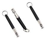 Cumpara ieftin Set 3x Fluier de dresaj pentru caini, lungime 8 cm, metal plastic, negru argintiu