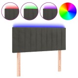 Cumpara ieftin Tablie de pat cu LED, gri inchis, 100x5x78/88 cm, catifea