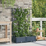 Planter pentru grădină vidaXL cu sistem de irigare, 2 bucăți, Gri