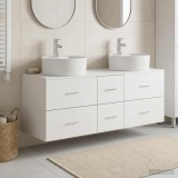 Cumpara ieftin Set dulap baie 3 buc. Alb 129 x 44,5 x 82 cm Lemn prelucrat