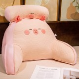 Perna spatar pentru pat, 60 x 40 cm, din latex, multifunctionala, model capybara cu mar in cap, roz