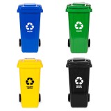 Set coș de gunoi 4x120L albastru, verde, galben, negru cu roți de cauciuc