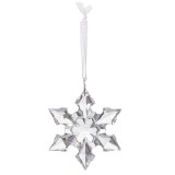 Decoratiune pentru brad, tip fulg de nea, 4.5 cm, cu snur, transparent