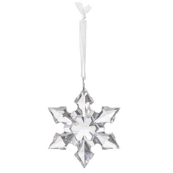 Decoratiune pentru brad, tip fulg de nea, 4.5 cm, cu snur, transparent
