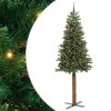 VidaXL Brad de Crăciun subțire Verde 210 cm PVC și lemn de PIN masiv 3394877