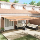 vidaXL Marchiză manuală retractabilă galbenă și portocalie 600x350 cm