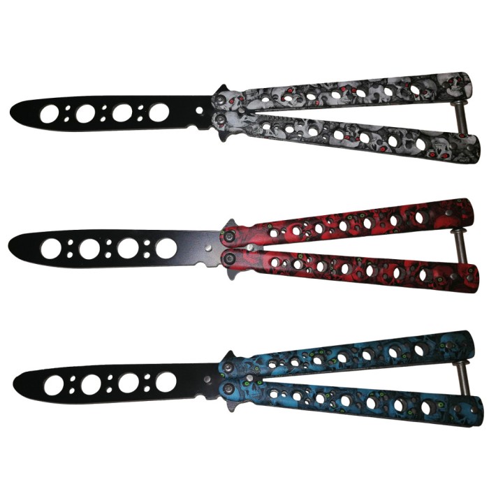 Set trei briceaguri de antrenament IdeallStore&reg;, Scared Skulls, otel inoxidabil, multicolor