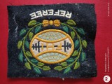 emblema brodata federatie de haltere , aproximativ 15 cm x12 cm