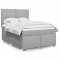 vidaXL Pat box spring cu saltea, gri deschis, 140x190 cm, textil 3290476