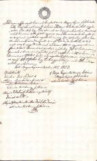 A3749N Act de v&acirc;nzare păm&acirc;nt, 1853, T&acirc;rgu Lăpuș, limba maghiară/Magyar nyelvű okirat, &ouml;r&ouml;kelad&aacute;s, Magyarlapos, 1853