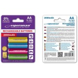 Set 4 acumulatori AA (R6) Esperanza 92344, 2000mAh, Ni-MH, 1.2V, reincarcabili, colorati
