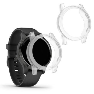 Set 2 Huse pentru Garmin Vivoactive 4S, Kwmobile, Silicon, Transparent, 50940.01 foto