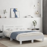 VidaXL Cadru de pat cu tăblie, alb, 120x200 cm, lemn prelucrat