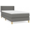 Pat box spring cu saltea, gri deschis, 100x200 cm, textil