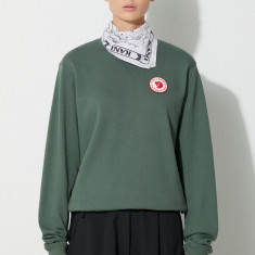 Fjallraven hanorac de bumbac 1960 Logo Badge Sweater femei, culoarea verde, cu imprimeu F87230