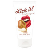 Lubrifiant gel de masaj Lick It Strawberry, Aroma Ciocolata Alba, 50ml