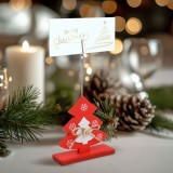 Suport etichete masa Craciun - cu cleme - lemn de pin - 8,5 x 12 cm