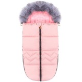 Sac iarna de bebelusi pentru carucior, marime universala, cu gluga, 90x45cm, roz pal Household NewTrend