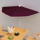 vidaXL Umbrelă de grădină cu st&acirc;lp, roșu bordo, 180x90 cm, semirotundă