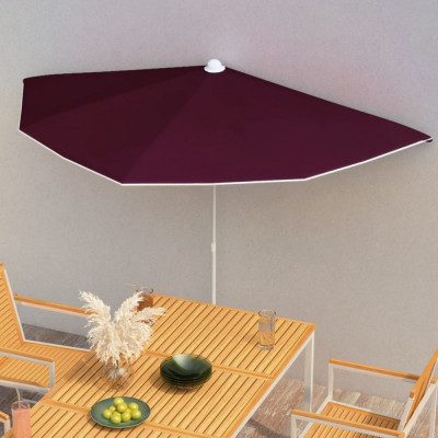 Umbrela de gradina cu stalp, rosu bordo, 180x90 cm, semirotunda GartenMobel Dekor foto