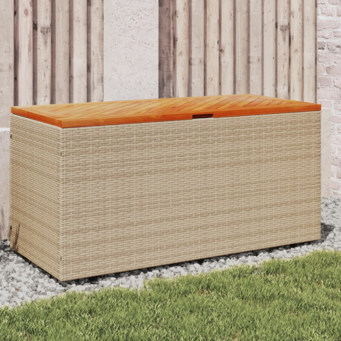 Cutie depozitare gradina bej 110x50x54 cm lemn acacia poliratan GartenMobel Dekor
