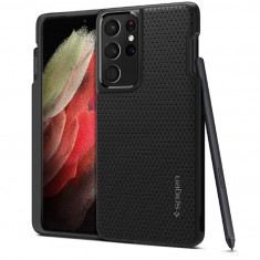 Husa Spigen Liquid Air pentru Samsung Galaxy S21 Ultra (2021), negru mat - RESIGILAT