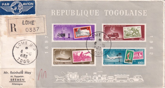 FILATELIE TEMATICA - PLIC TOGO TEMATICA AVIATIE TRANSPORT