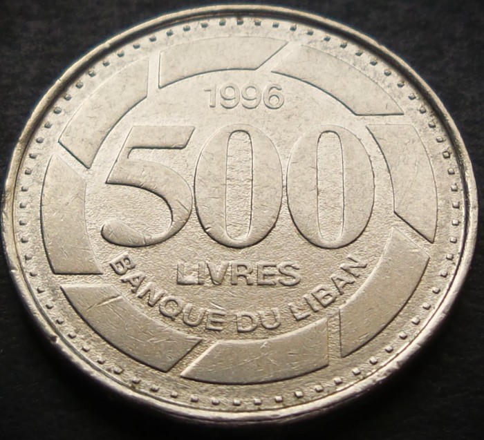 Moneda 500 LIVRE(S) - LIBAN, anul 1996 * cod 3726
