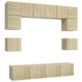 Cumpara ieftin Set de dulapuri TV, 8 piese, stejar sonoma, lemn prelucrat