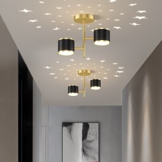 Plafoniera LED Cu Cer Instelat negru + gold 14W, 3000k/4000k/6000k