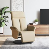 VidaXL Scaun rabatabil cu suport pentru picioare crem material textil
