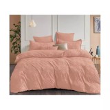 Cumpara ieftin Lenjerie de Pat Finet Jacquard Velvet Gofrat, Pat Dublu, 6 Piese, ROZ SOMON - PUC113