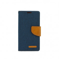 Husa BookCover Fancy Canvas pentru Samsung Galaxy J5 2016 Navy&amp;amp;Maro foto